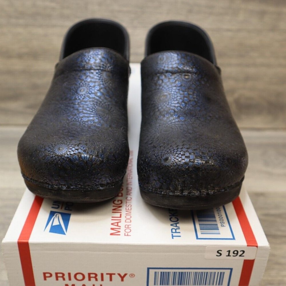 Dansko Black Textured Leather Clogs
